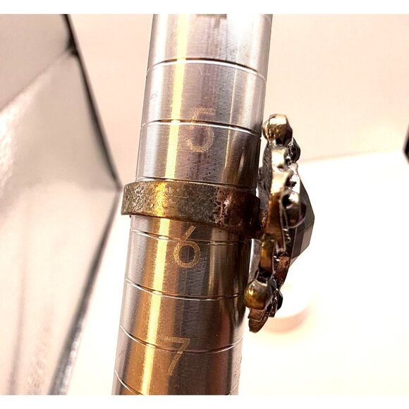 VTG Silver Tone Black Statement Ring Ornate Filigree Large Fashion Jewelry - Picture 9 of 9